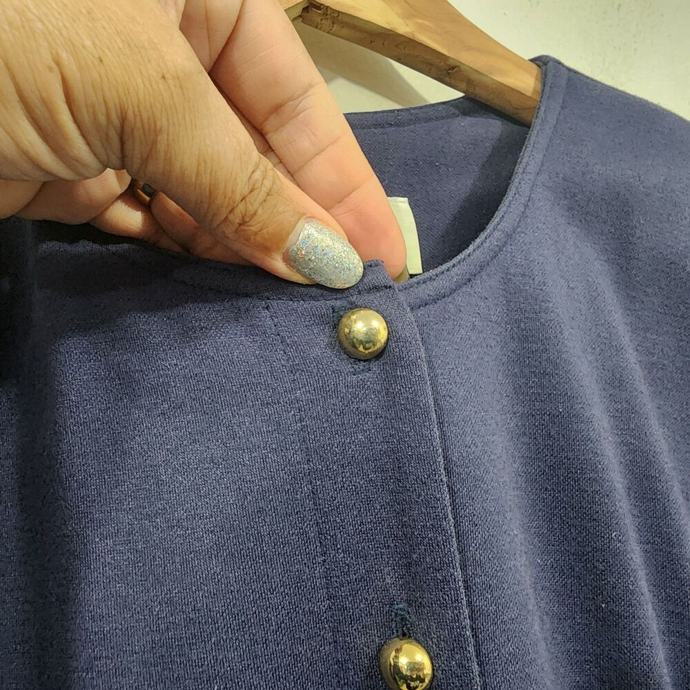 Mothers Work Vintage 80's Classic Knit Jumpsuit Navy Gold Button-down Womens 8 - Picture 8 of 16